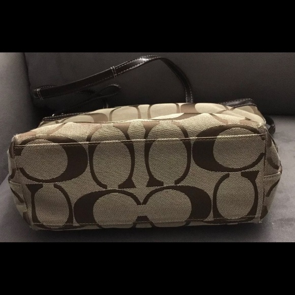 💖Coach Signature Zipper Canvas Leather Brown Tote - Picture 4 of 4